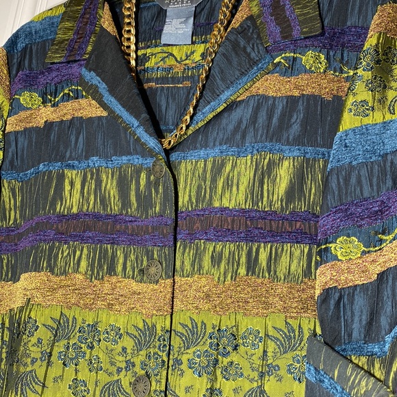 Koret Dress 3/4 Sleeve beautiful Shacket Multi Color Embroidery Brocade Purple - Picture 5 of 11